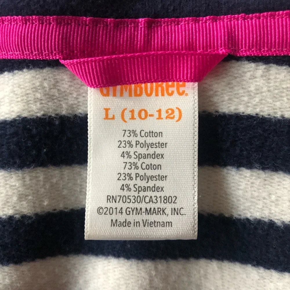 Gymboree Navy and White Striped Peplum Jacket with Pink Trim